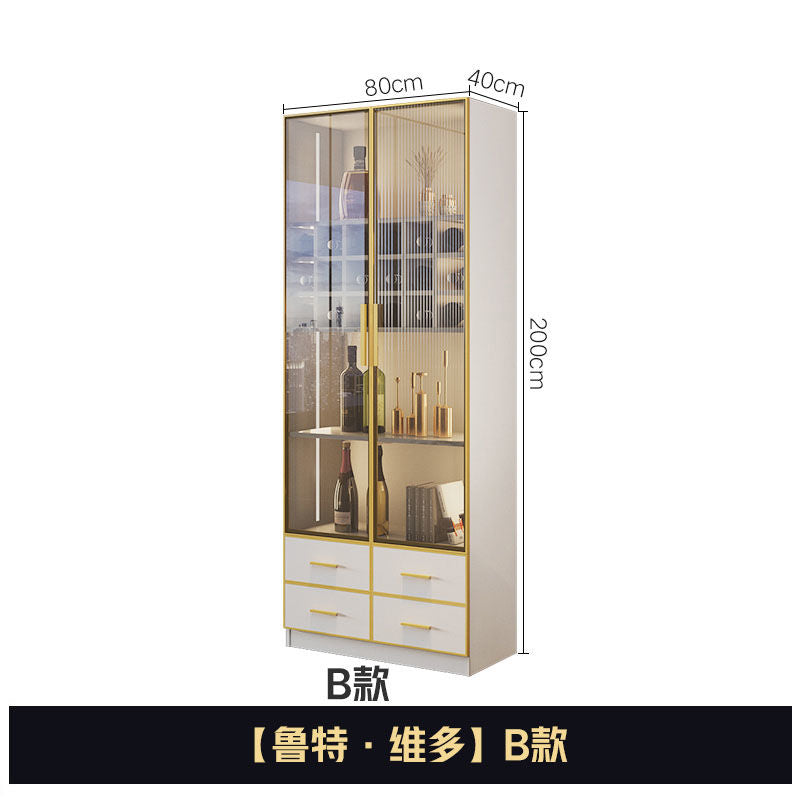 轻奢书柜电脑桌一体组合办公书橱小户型现代简约玻璃门多功能酒柜