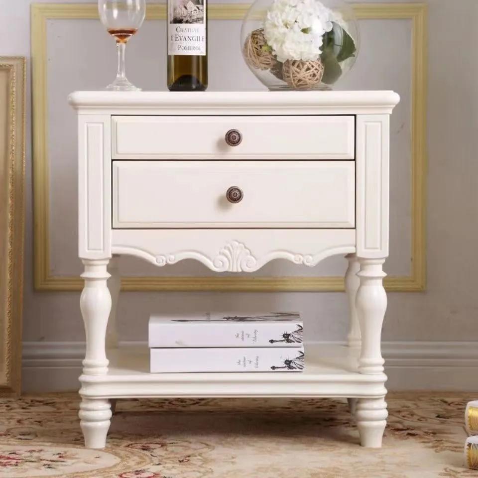 美式牀頭櫃實木牀頭櫃寶馬灰色現代簡約收納櫃儲物櫃輕奢臥室傢俱