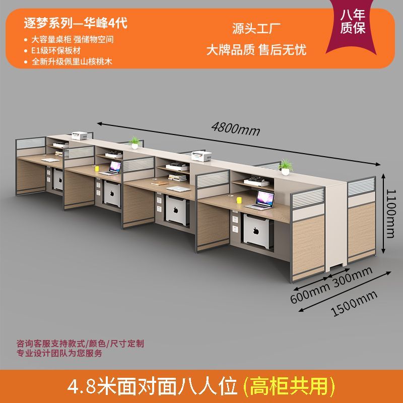 屏风职员财务办公桌椅办公室简约现代4/6/8人职员桌主管桌带高柜