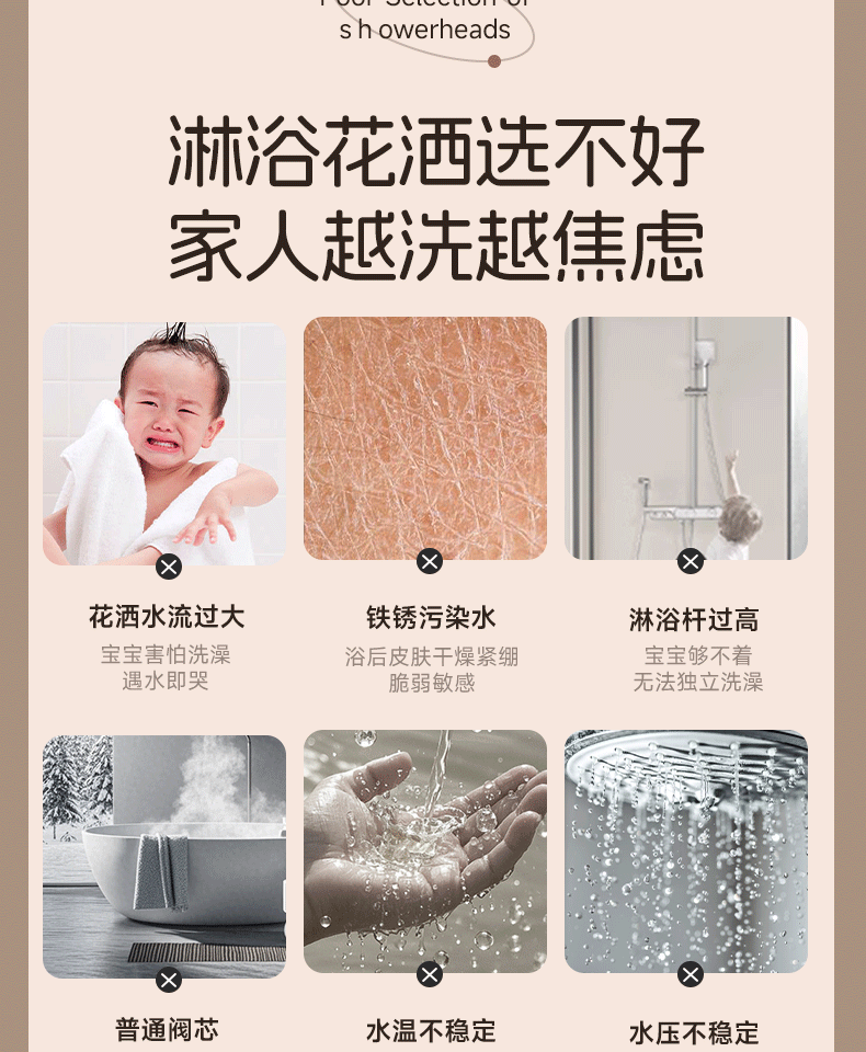 惠達智能數顯溫度氛圍燈無頂噴花灑精銅水路芯兒童刷浴室沐浴花灑