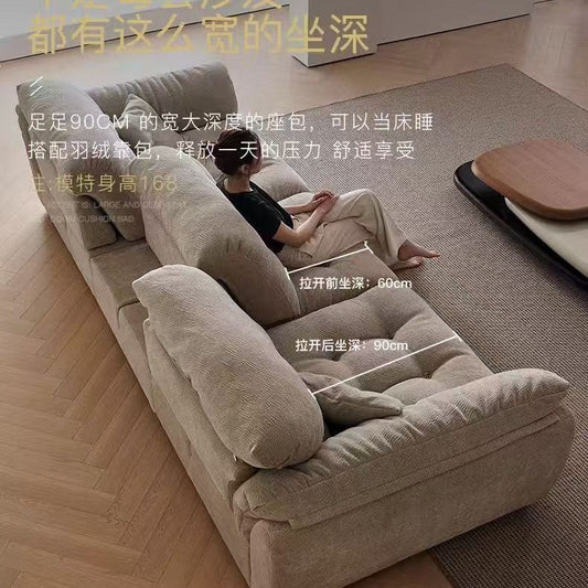 雲朵2024新款沙發可移動靠背超深坐寬侘寂風輕奢雪尼爾意式沙發