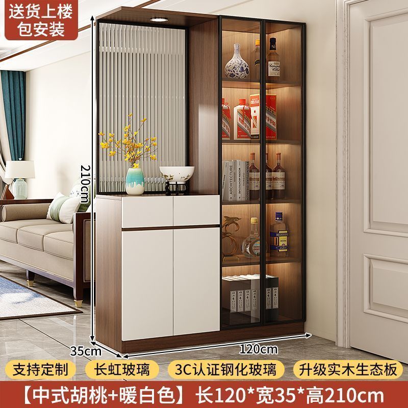 實木入戶玄關櫃鞋櫃一體客廳隔斷屏風櫃正對門儲物門廳櫃中古定製