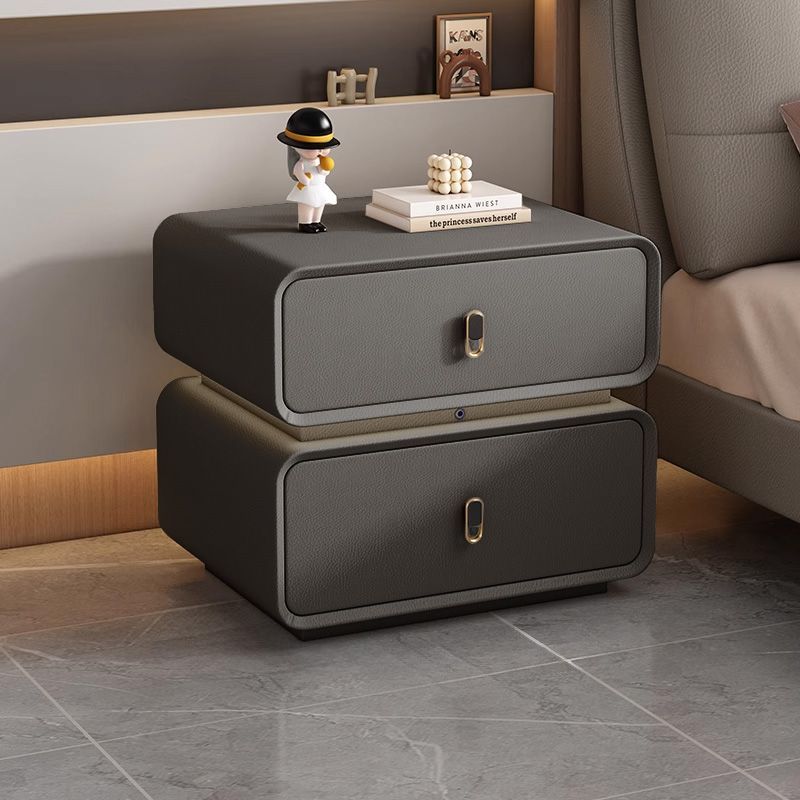 高級實木輕奢簡約奶油現代家用皮質臥室免安裝整裝小型收納牀頭櫃