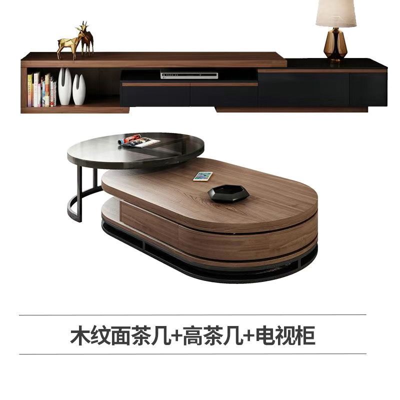 意式极简茶几电视柜客厅2025新款茶桌家用小户型简约圆形钢化玻璃