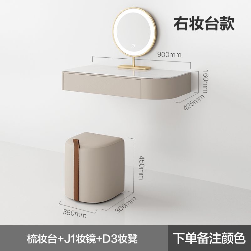 輕奢轉角梳妝檯書桌一體現代簡約ins風壁掛式懸空臥室鏡子化妝桌