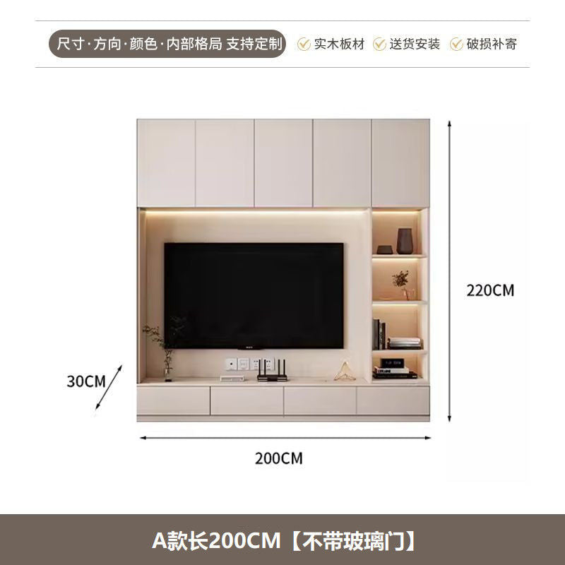 实木电视柜组合墙柜现代简约书柜酒柜一体靠墙储物柜客厅电视机柜