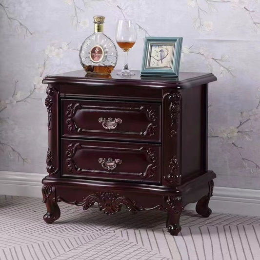 全實木歐式牀頭櫃雕花復古家用奢華法式臥室家用牀邊櫃高檔儲物櫃