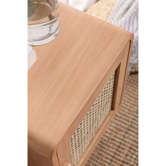 輕奢牀頭櫃簡約現代小戶型迷你實木牀頭收納臥室儲物櫃藤編牀頭櫃