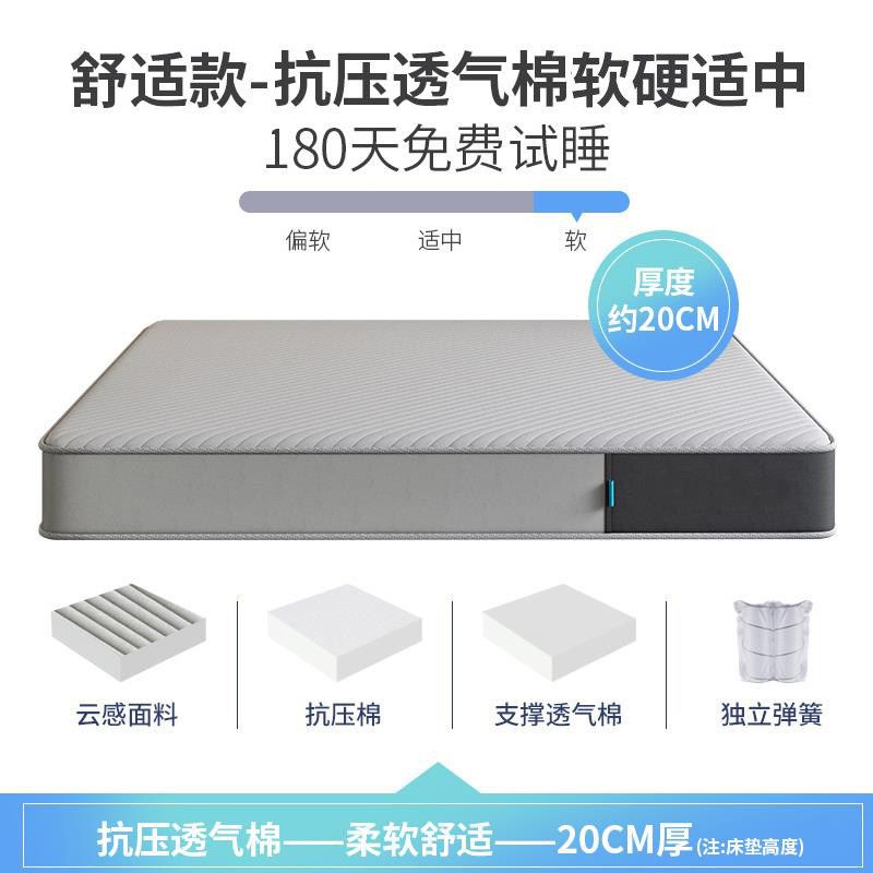 YageRsi真空壓縮1.8天然乳膠牀墊獨立彈簧席夢思捲包藍色記憶棉盒