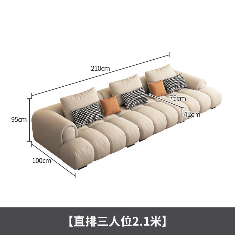 奶油風雙拼色絨布沙發帶貴妃位支持定製大小戶型家用客廳布藝沙發