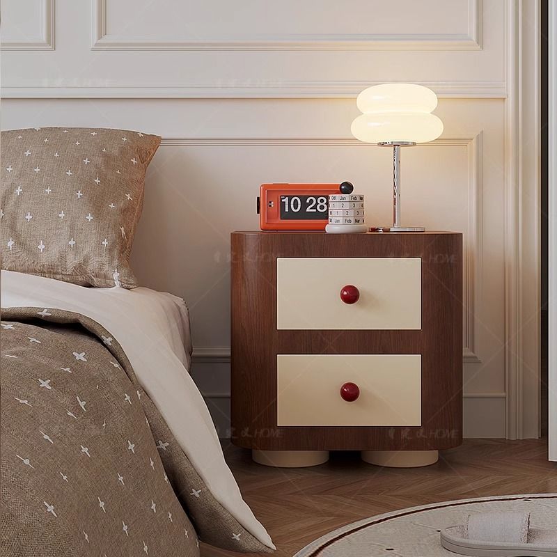 兒童牀頭櫃可愛牀邊櫃網紅現代ins風圓形儲物角櫃輕奢風卡通邊幾