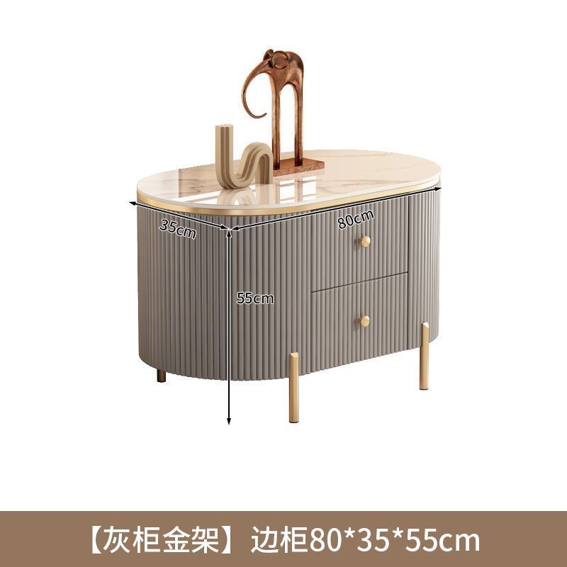岩板茶几客厅家用2024新款轻奢高级感桌网红小户型椭圆茶几电视柜
