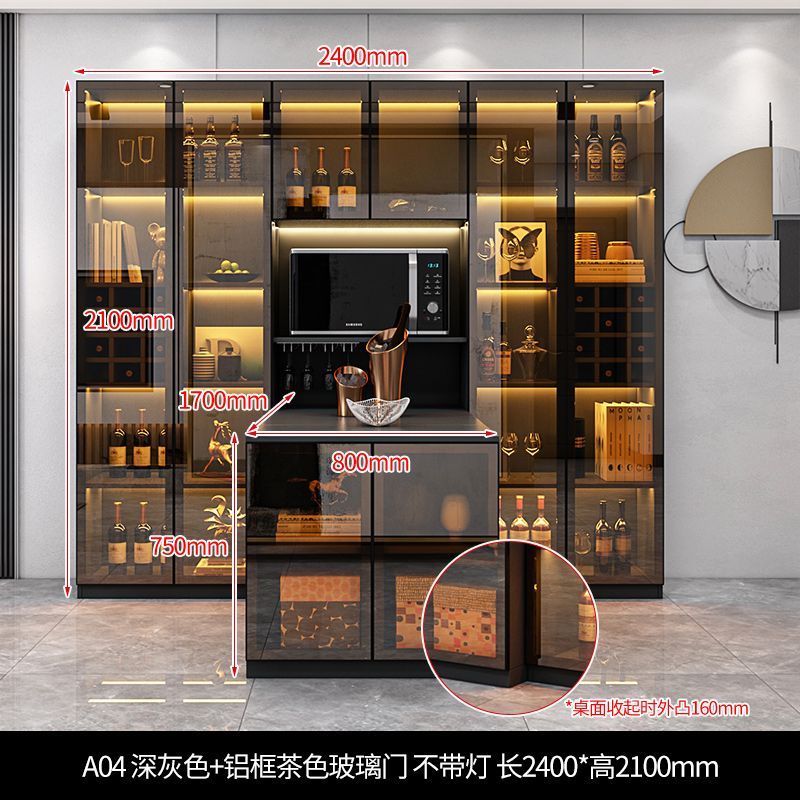 家用餐边柜折叠桌现代简约酒柜吧台鞋柜餐桌一体靠墙意式轻奢风格