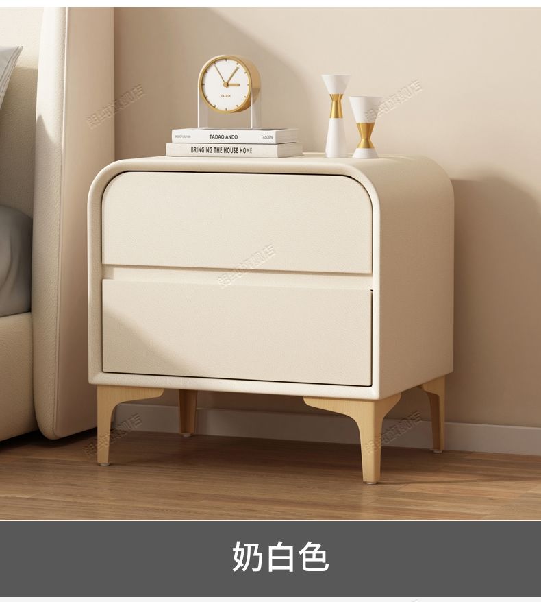 2023年新款收納簡約現代兒童牀頭櫃軟包奶油風免安裝牀頭櫃家用