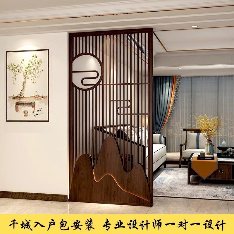 新中式實木新款屏風鏤空隔斷仿古門窗木格柵客廳辦公室定製簡約