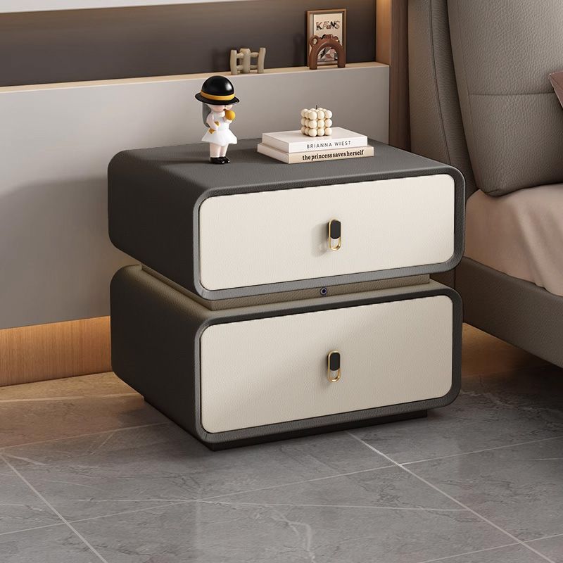 高級實木輕奢簡約奶油現代家用皮質臥室免安裝整裝小型收納牀頭櫃