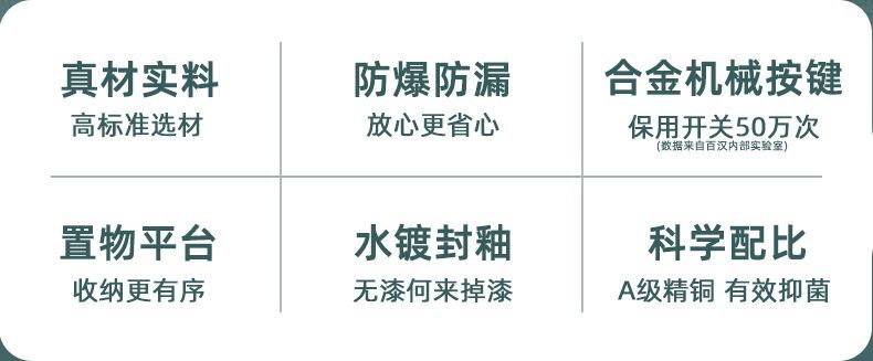 百漢槍灰色白色家用浴室增壓淋浴水龍頭精銅淋浴花灑套裝噴頭