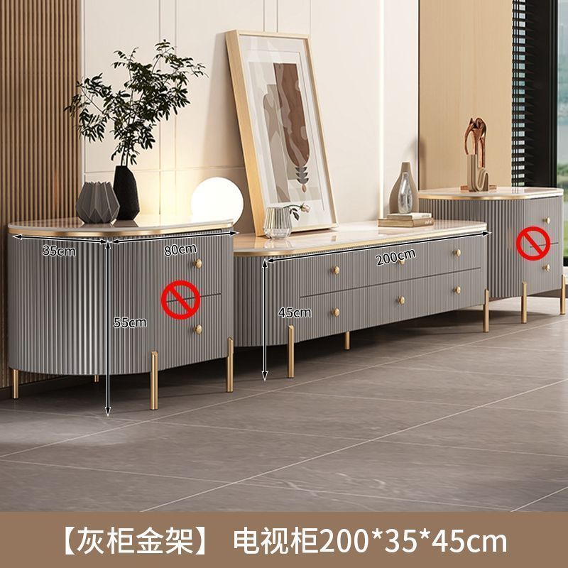 岩板茶几客厅家用2024新款轻奢高级感桌网红小户型椭圆茶几电视柜