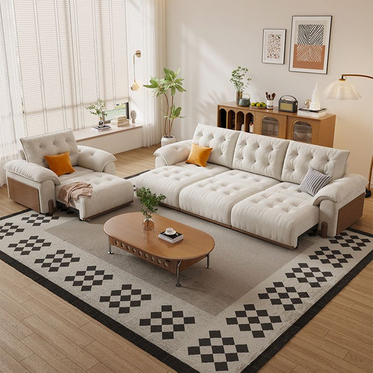 工廠直銷2026新款客廳原木奶油風多功能電動沙發零靠牆布藝沙發牀