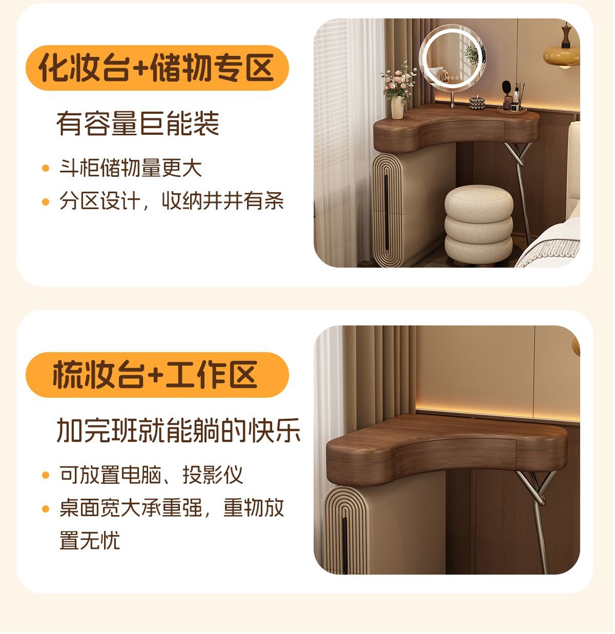 中古風實木烤漆轉角梳妝檯收納櫃臥室小戶型拐角三角化妝桌極簡