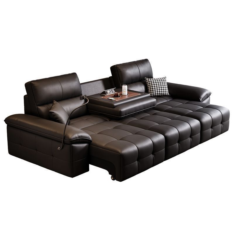 Lawrence Genuine Leather Italian Light Luxury Wall-Hugger Power Reclining Sofa Bed with Middle Flip Retractable Function