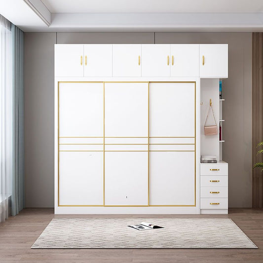 實木生態板衣櫃簡約現代臥室衣櫃經濟型推拉門衣櫃滑門趟門衣櫥櫃