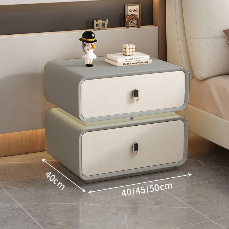 高級實木輕奢簡約奶油現代家用皮質臥室免安裝整裝小型收納牀頭櫃