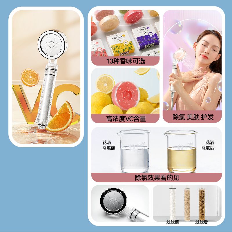 晨雨淨水過濾花灑過濾器增壓除氯美膚淋浴噴頭宿舍蓮蓬頭