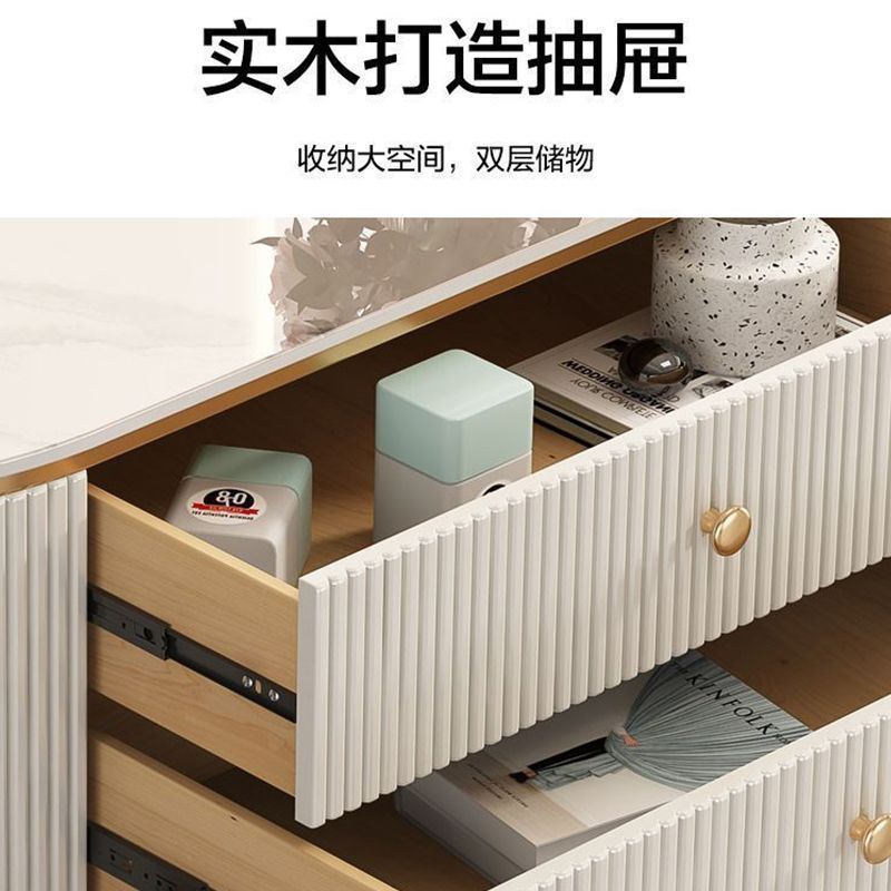 岩板茶几客厅家用2024新款轻奢高级感桌网红小户型椭圆茶几电视柜