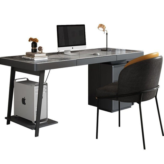 意式極簡巖板書桌輕奢現代高級感客廳家用辦公寫字檯書房電腦桌子