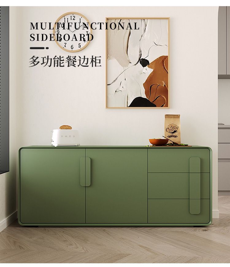 奶油風現代簡約餐邊櫃實木收納櫃廚房櫥櫃子儲物櫃茶水櫃客廳靠牆
