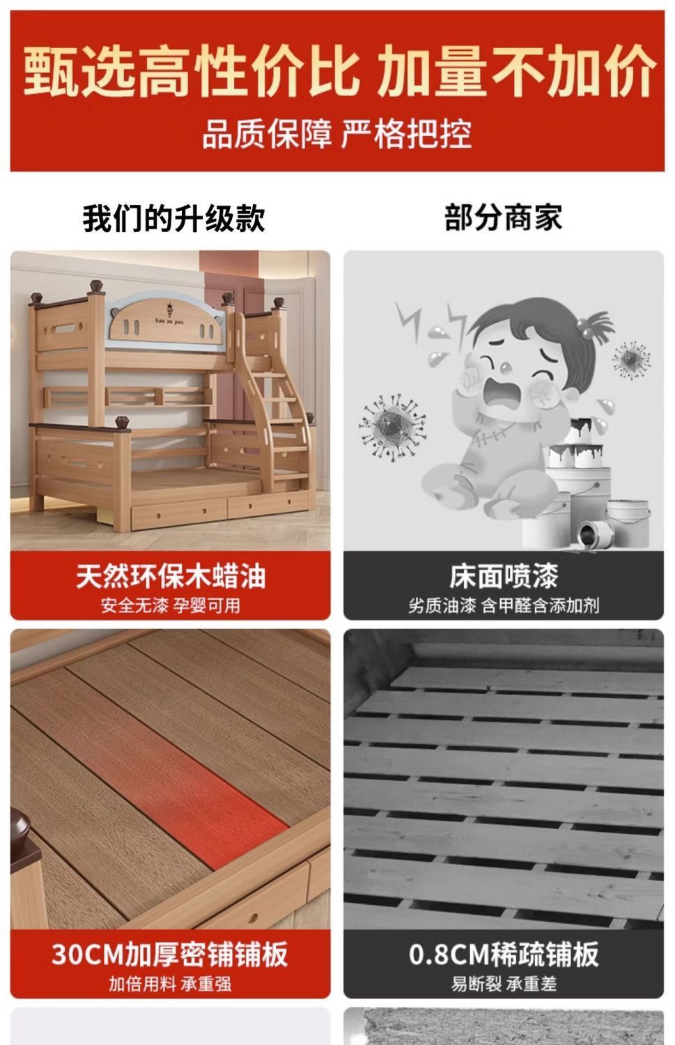 兒童上下牀實木雙層牀高低鵝掌楸多功能子母牀兩層小戶型上下鋪牀