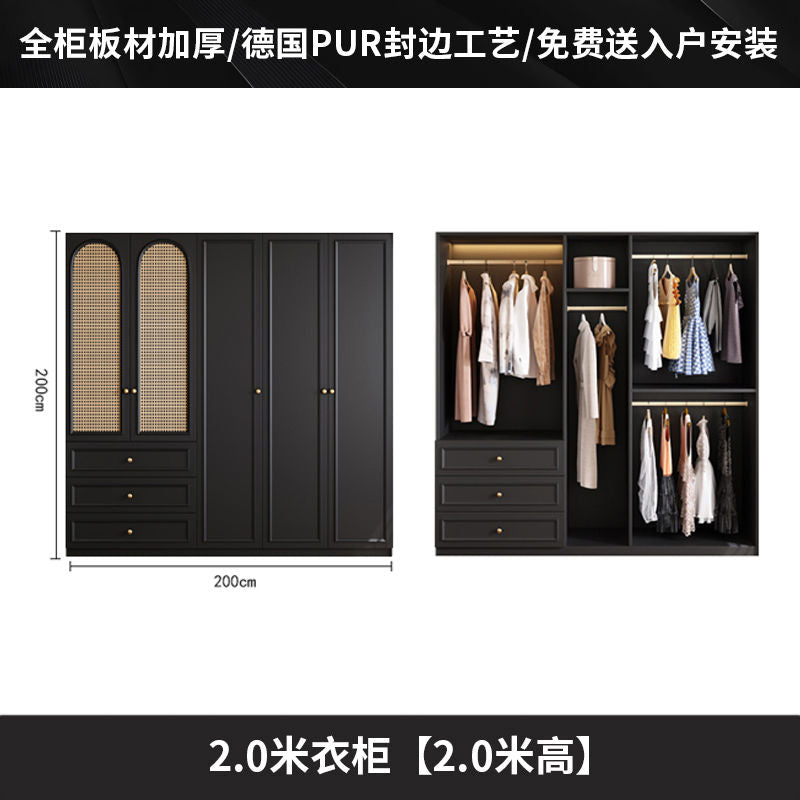 中古风衣柜黑色柜子衣柜家用卧室小户型现代简约边柜顶柜现货美式