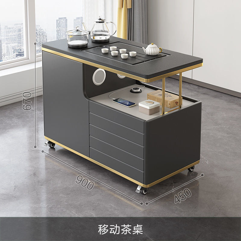 移动茶桌家用小户型乌金石茶台功夫茶几北欧多功能阳台小茶车