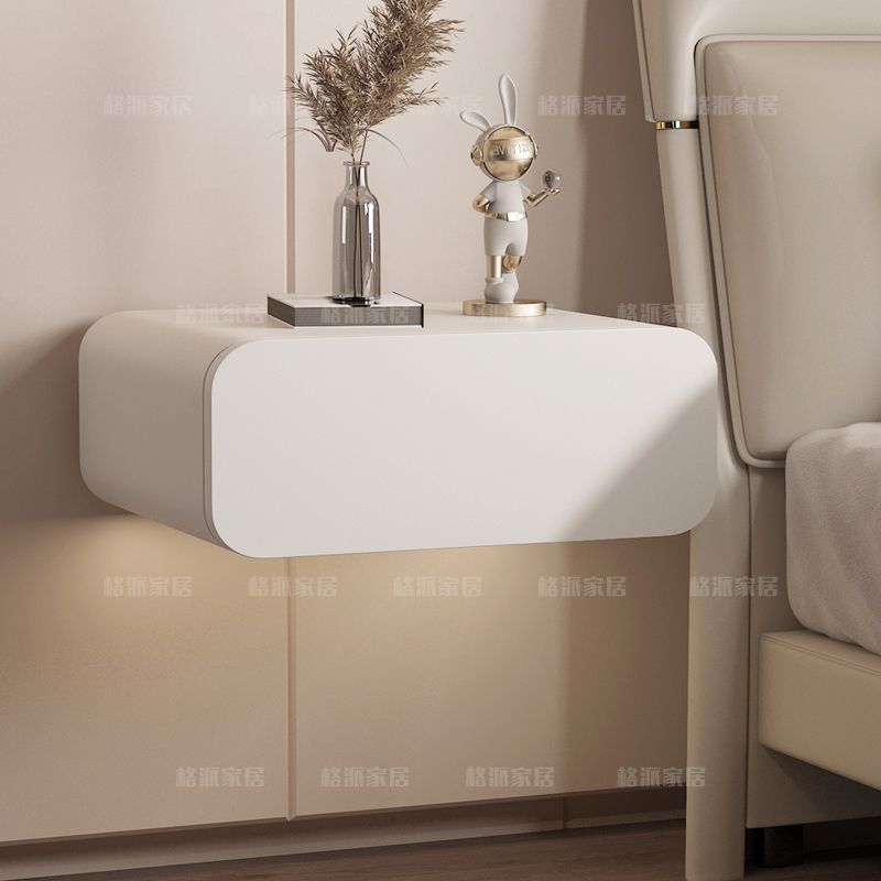 全實木懸浮牀頭櫃牀邊櫃極簡風網紅櫃儲物白色懸掛輕奢掛牆牀頭櫃