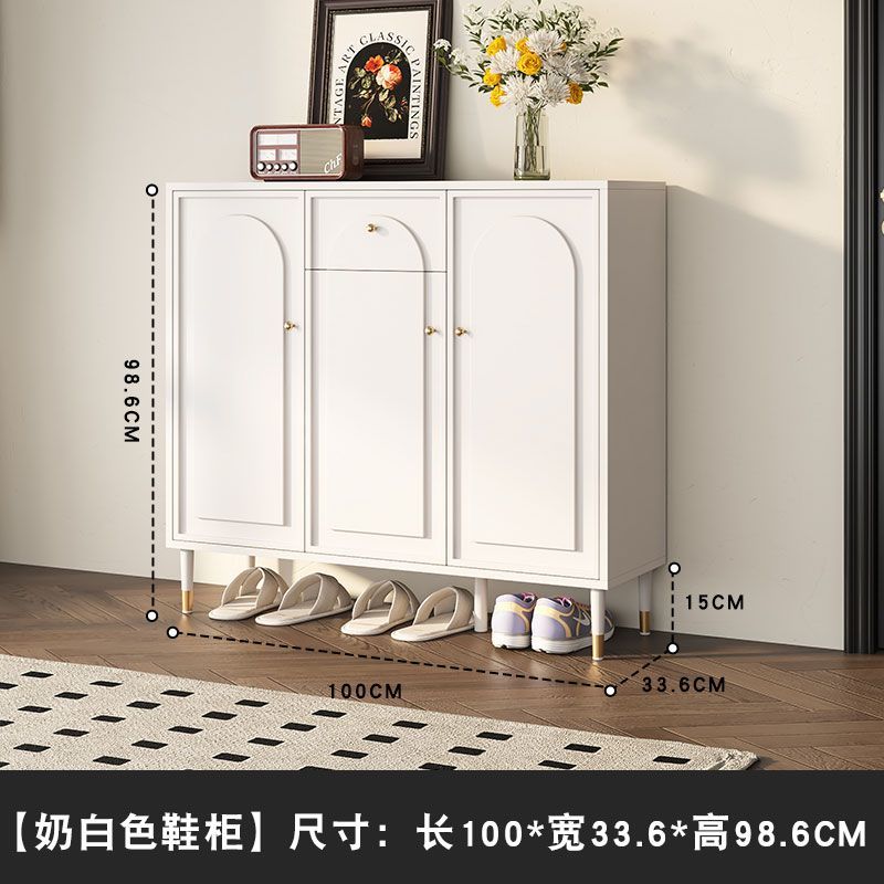 法式現代簡約黑色鞋櫃家用門口大容量入戶玄關一體儲物櫃收納新款