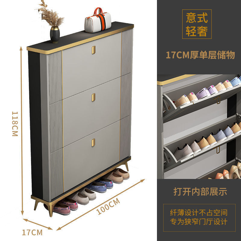 轻奢超薄翻斗鞋柜家用门口门外玄关柜大容量收纳简约现代靠墙鞋架