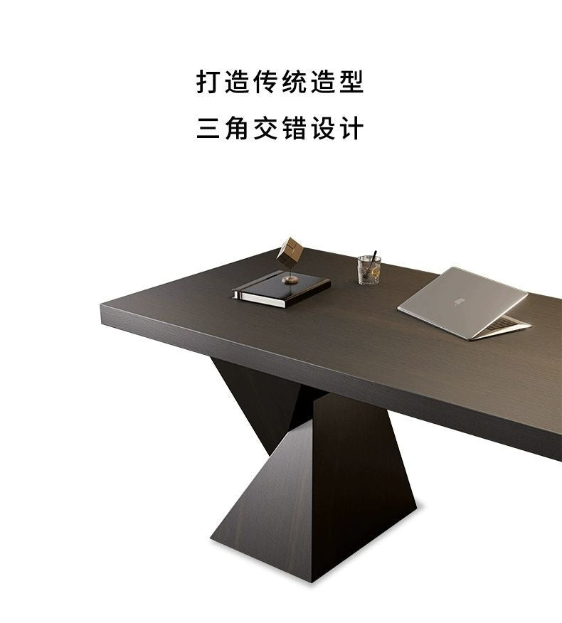 實木書桌多功能帶抽屜意式極簡智能插座書房書法桌家用辦公電腦桌