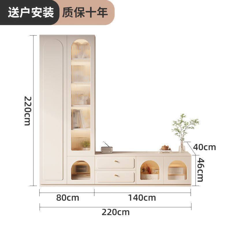 伊阳实木电视柜简约客厅家用收纳储物柜一体组合落地电视背景墙柜