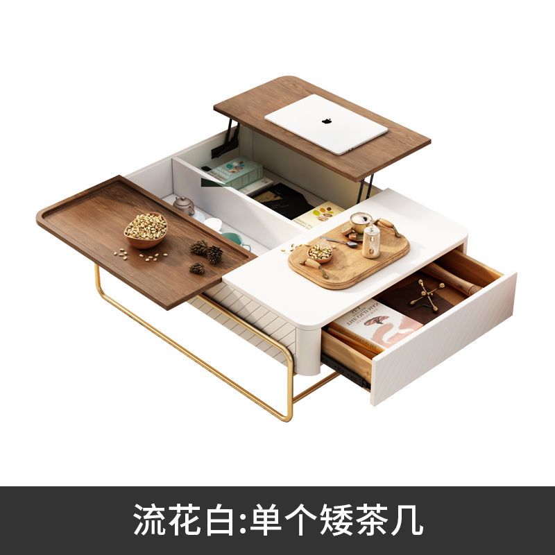 轻奢升降茶几电视柜组合小户型客厅多功能茶几家用现代简约茶桌子