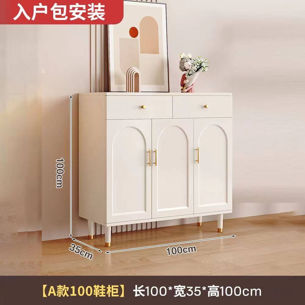 法式入戶門口鞋櫃帶抽屜奶油風加高玄關櫃餐邊櫃走廊小型儲物櫃
