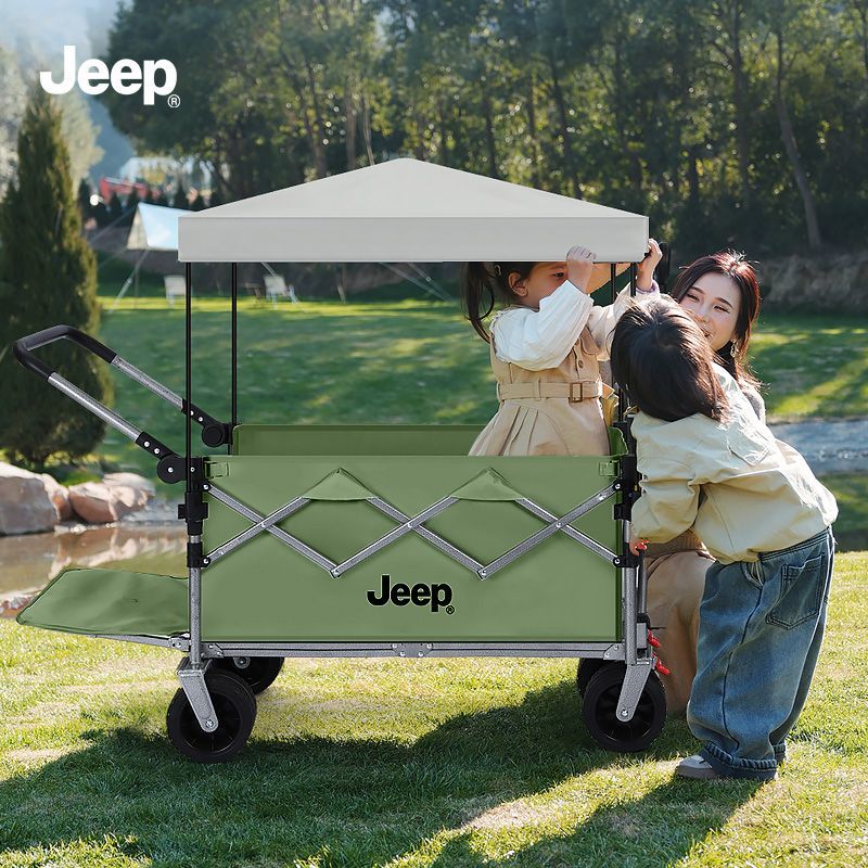 【新品上市】JEEP露營車加厚野餐戶外手拉車野營車加粗收納小推車