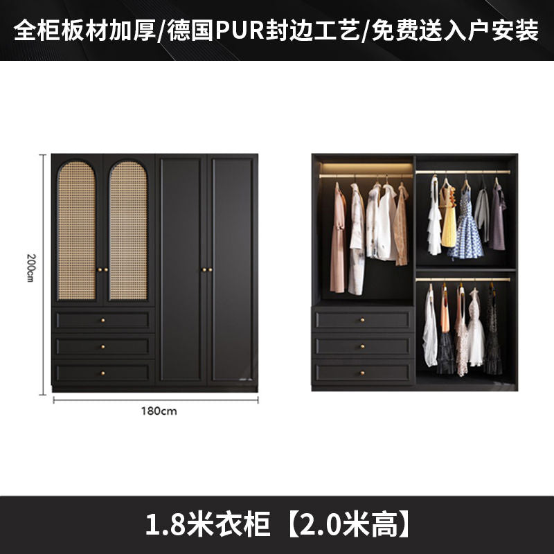 中古风衣柜黑色柜子衣柜家用卧室小户型现代简约边柜顶柜现货美式