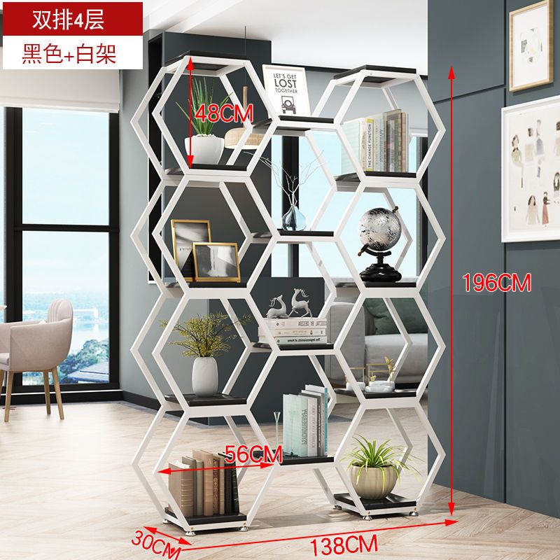 铁艺隔断置物架创意六边形组合架办公室屏风落地式多层书架博古架