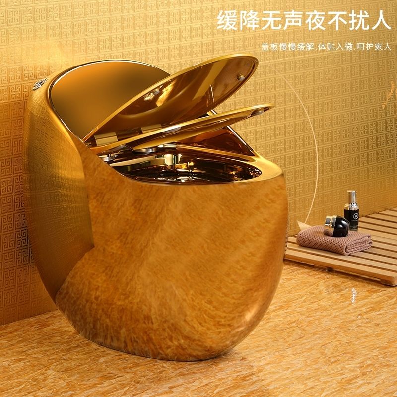 品牌镀金色马桶土豪金新款小户型鸡蛋型坐便器虹吸式防臭抽水马桶