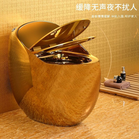 品牌镀金色马桶土豪金新款小户型鸡蛋型坐便器虹吸式防臭抽水马桶
