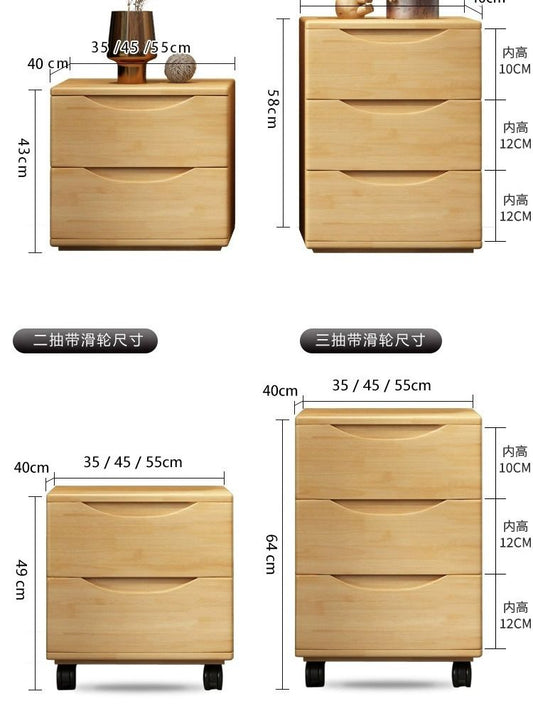 全實木牀頭櫃北歐落地高櫃簡約現代兩三抽可加鎖整裝家用儲物櫃子
