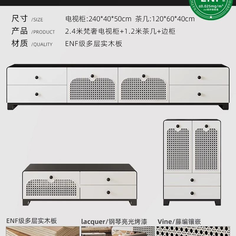 意式輕奢電視櫃客廳家用2025新款現代簡約實木烤漆茶几電視組合櫃