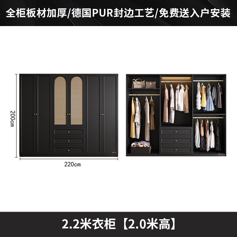 中古风衣柜黑色柜子衣柜家用卧室小户型现代简约边柜顶柜现货美式