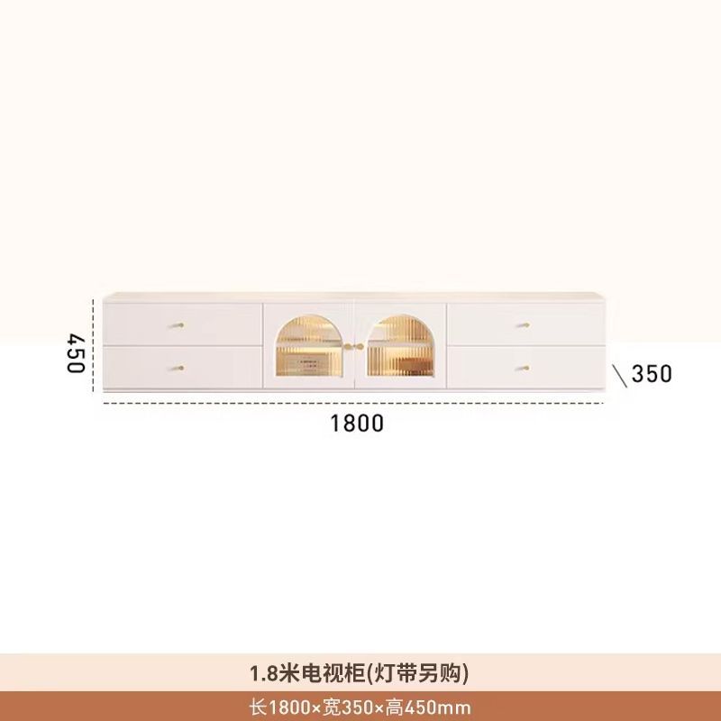 奶油風小戶型茶几電視櫃組合客廳鬥櫃家用法式輕奢定製玻璃落地櫃
